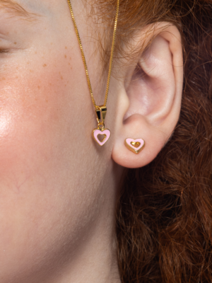 Conjunto Brinco e Colar Coração Vazado