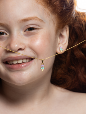 Conjunto Brinco e Colar Picolé Lilás