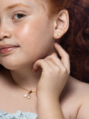 Conjunto Brinco e Colar Arco-Íris e Nuvem