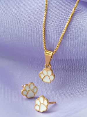 Conjunto Brinco e Colar Patinha Branca