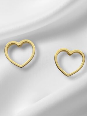 Brinco Coração Vazado Ouro 18k