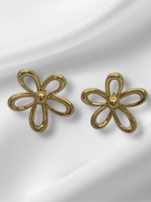 Brinco Flor Vazado Ouro 18k
