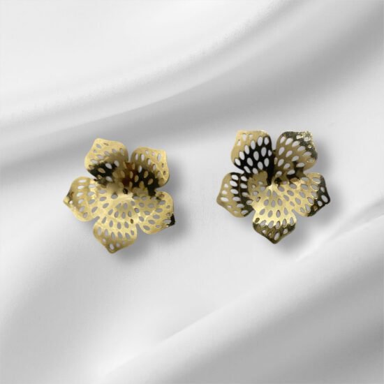 Brinco Flor Vazado Ouro 18k