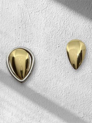 Brinco Gota 2 em 1 Ouro 1k e Ródio