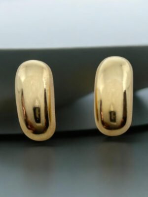 Brinco Liso Retangular Ouro 18k