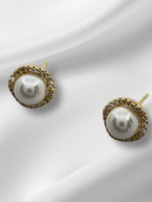 Brinco Solitário Pérola Cravejado