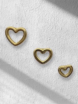Brinco Trio Coração Ouro 18k